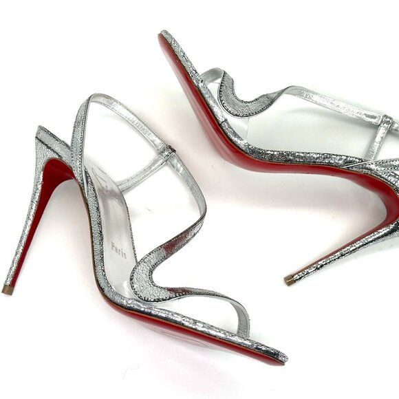 Christian Louboutin ROSALIE 100 Strappy Metallic Sling Sandals Heels Shoes - Picture 13 of 14